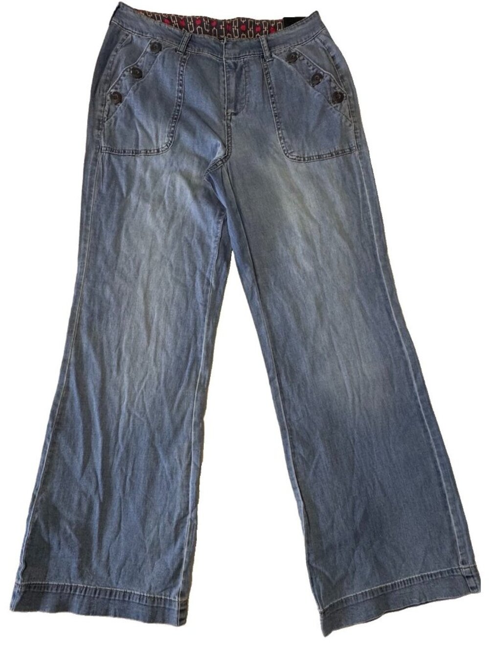 JW Style Womens Mid Rise Wide Leg Jeans Medium Vintage Wash Blue Size 8 New